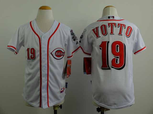 MLB Cincinnati Reds Youth #19 Votto White jerseys